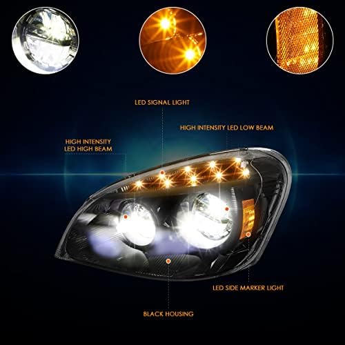 2db Teljes LED Projektor Fényszóró Szerelvény Fekete Ház/Amber Sarokban Kompatibilis a Freightliner Cascadia 2008-2017