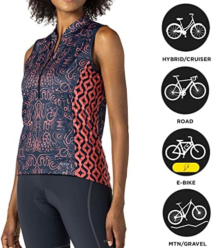Terry Feszített Háló Ujjatlan Kerékpáros Mez - Női UPF 40+ Póló, Laza illesztés, Rendszeres Plusz Méretben