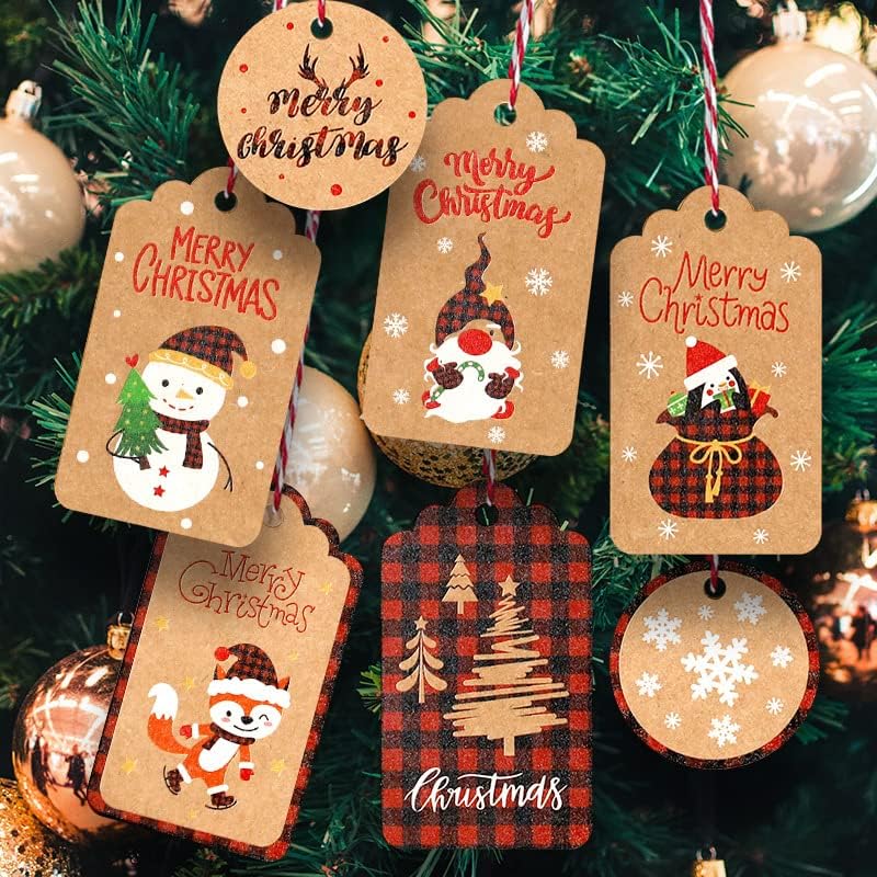 110pcs Karácsonyi Ajándék Kategória a mézesmadzag Vicces, Aranyos Karácsonyi Ajándék Wrap Címkék Tömeges Vintage Barna Kraft