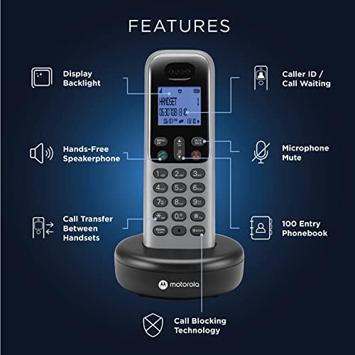 Motorola Hang T603 Vezeték nélküli Telefon Rendszer w/ 3 Digitális Készülékek + Üzenetrögzítő, Hívja Blokk - Sötét Szürke
