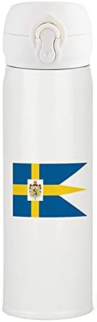 Svéd Királyi Zászló Rozsdamentes Acél Szigetelt Üveg Vizet Bögre Tea Csésze Sport Kerékpáros Túrázás