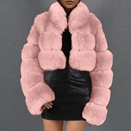lcepcy Fuzzy Kabátok Női Meleg Téli Bozontos Rövid Szőrzet Puha egyszínű műszőrme Kabát Divat a Hosszú Ujjú Outwear