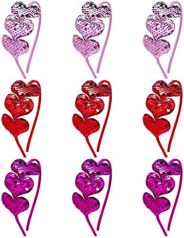 obmwang 9 Darab Valentin-Napi Szív Fejpánt Szerelmes Szív Sequin Haj Karika Csillogó Szív Alakú Haj Kiegészítők Lányok, a