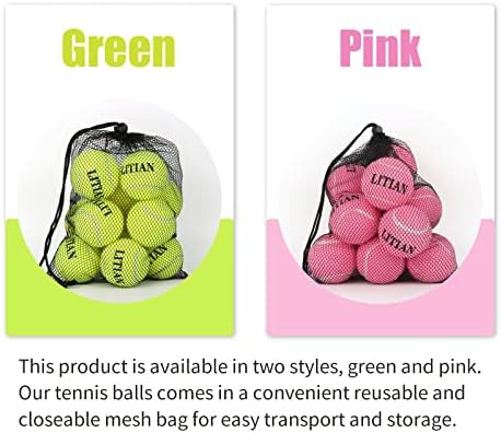 LITIAN Képzés Tenisz Labdák Kezdőknek,12-Csomag hordtáska,Zöld, Rózsaszín （Rózsaszín）