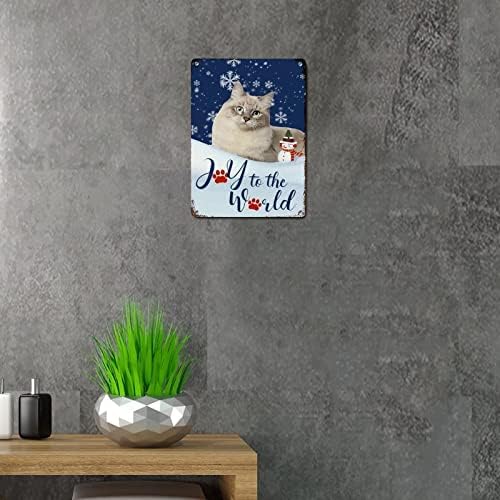 Boldog Karácsonyt Fém Tábla Öröm, hogy A Világ Havazott Aranyos Macska Rusztikus Fém Jelek Karácsonyi Ünnepi Dekoráció, Otthon,