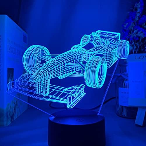 Paesteffe 3D-s LED-es Éjszakai Fény, a Gyermek, az F1 Formula 1-es Versenyautó Illúzió Lámpa Hálószoba Dekoratív Éjjeli Egyedi