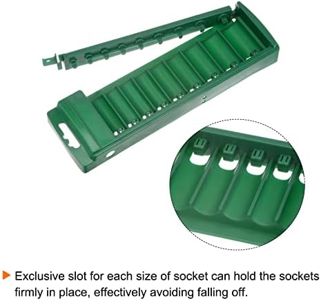 HARFINGTON Socket Szervező Doboz 3/8 - Meghajtó 9 Slot Hordozható ABS Műanyag Aljzat Klip Vasúti tartó Metrikus & SAE Mély