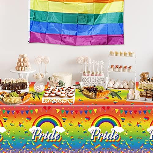 HAKOTI Meleg Büszkeség Napi Ellátmányt,3pcs Szerelem LGBTQ Meleg Szivárvány Terítő Díszítése,Vízálló Műanyag Büszkeség Napja