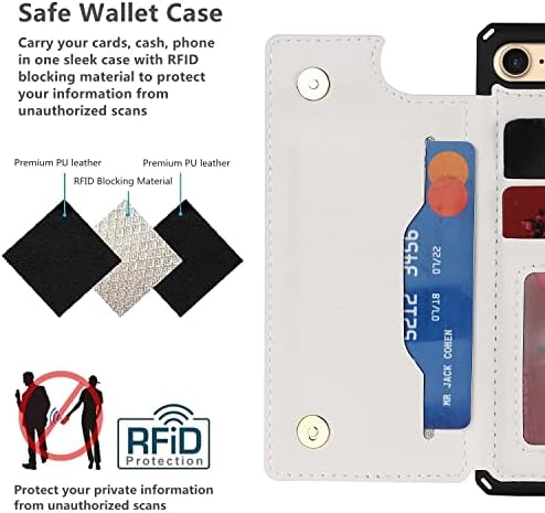 iCoverCase iPhone SE(2022)/SE(2020)/7/8 Pénztárca tok Memóriakártya-Nyílások Jogosultja [RFID-Blokkoló] Bőr Kitámasztó Mágneses
