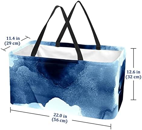 Újrafelhasználható Bevásárló Kosár Tenger Hullámai Kék Mintás Hordozható Összecsukható Piknik Táskák Szennyes Kosár Bevásárló