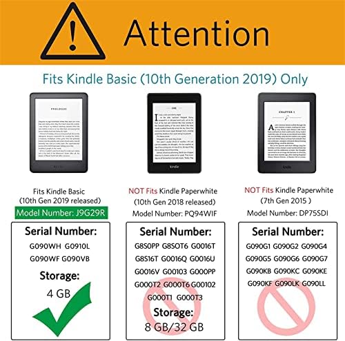 6 hüvelyk Puha tok a Kindle Alap (Megfelel 10 Generáció 2019 Csak, Modell J9G29R) Automatikus Wake/Sleep, Vízálló Védő Fedél