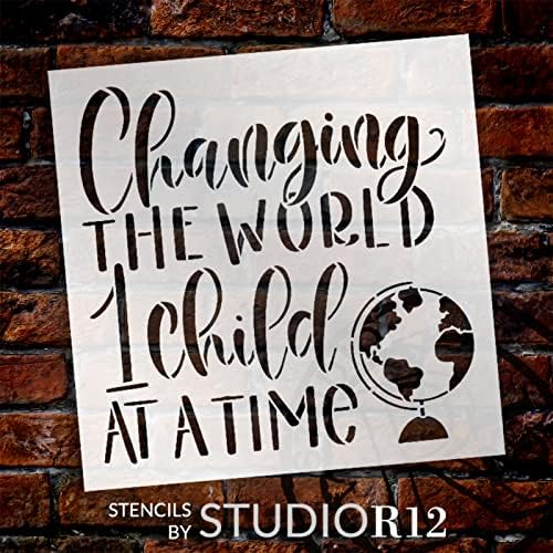 Változik A Világ Stencil által StudioR12 | Kézműves DIY Osztályteremben Dekor | Festék Tanár Fa Alá | Újrafelhasználható
