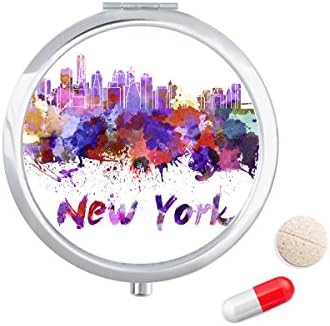 New York Amerika Város Akvarell Tabletta Esetben Zsebében Gyógyszer Tároló Doboz, Tartály Adagoló