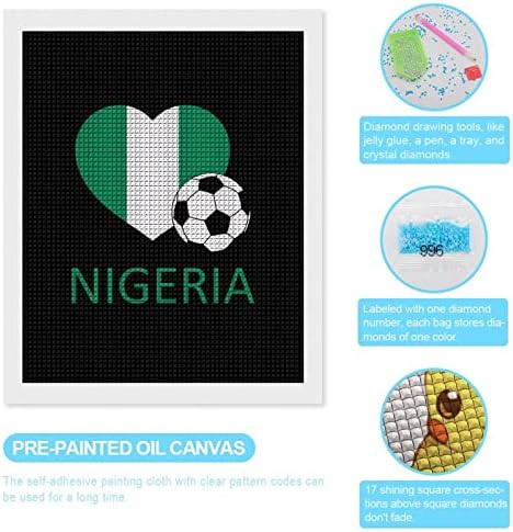 A szerelem Nigéria Labdarúgó Gyémánt Festmény Kit Art Képek DIY Teljes Gyakorlat Otthoni Kiegészítők Felnőttek Ajándék Haza,