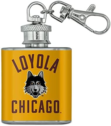 Loyola Egyetem Chicagói Gyalogtúra Rozsdamentes Acél 1oz Mini Flaska kulcstartó