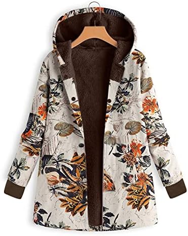 Plus Size Teljes Zip Vastag Bozont Szőrös Kabát,Hosszú Ujjú Kabát Női virágmintás Fleece Bélelt Kabát
