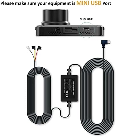 GMAIPOP Kamera Vezetékes Szett, Mini USB Vezetékes Készlet Dash Kamera,11.5 ft-Alacsony Feszültség Védelem 24 ÓRÁS Parkolás