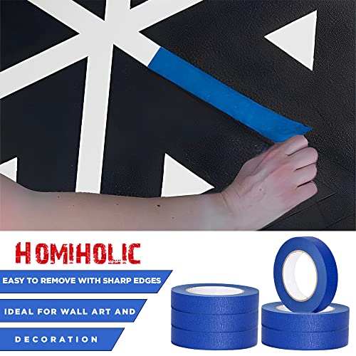 HomiHolic - Csomag 6 Kék Festők Szalag, 24mm Széles, 50m Hossza minden - Alacsony Tapadású Maszkoló Szalag Festmény-Dekoráció
