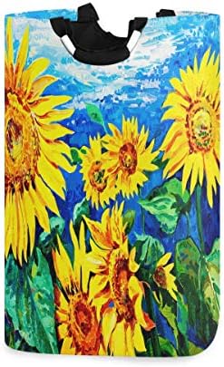 ALAZA Akvarell Napraforgó Virág Virág Kosárban Gátolják Nagy Tároló Bin fogantyúval, Ajándék Kosarak, Hálószoba, Ruhák