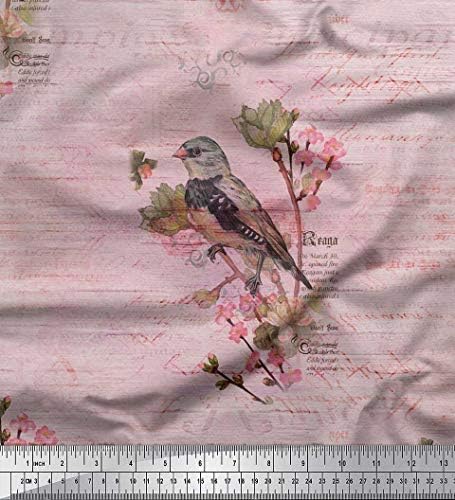 Soimoi Viszkóz Chiffon Anyagból Szöveg,Virágos & Európai zöldike madárkám Madár Szövet képeket Udvaron 42 Hüvelyk Széles