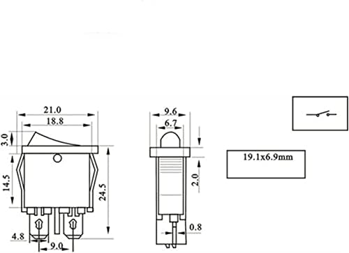 Billenő Kapcsoló 5db KCD1-110 10x22mm Fekete, Szuper Vékony Rocker Kapcsoló NEM/2 Pin Kis Eszköz hálózati Kapcsoló (Szín