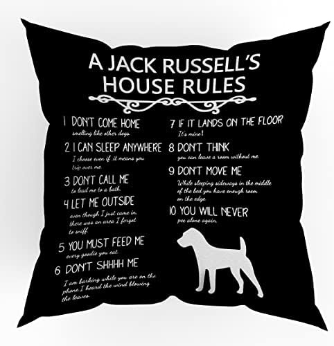 Egy Jack Russell Háza Szabályok Dobja párnahuzat Párnát Borító,Vicces Jack Russell Kutya Dekoratív Párnát Esetben, 18 X 18