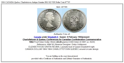 1964 CA 1964 KANADA Quebec Charlottetown Antik Valódi $1 Jó Hitelesített