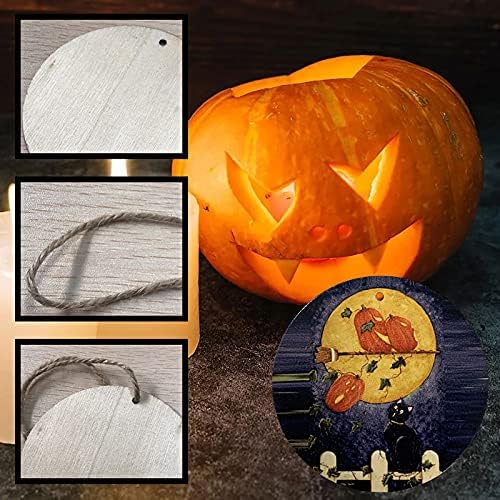 Reicety 2.8 inch Boldog Halloween Dekoráció Vintage Kerek Fa Lógó Dísz, Kreatív DIY Tök Haunted Halloween Helyszín Dekoráció