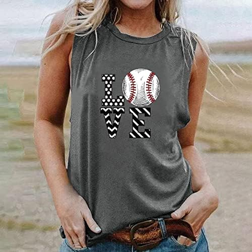 Baseball Tartály Tetejét A Nők Szerelmes Levél Nyomtatás Graphic Tee Nyári Ujjatlan Pólók Felsők Aranyos Edzés Grafikus Alkalmi