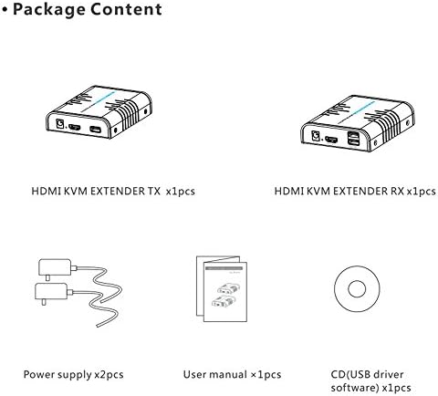 Aemyo HDMI KVM Extender 120m/365ft át Cat5E/6 Hálózati Kábel Támogatja az USB& Egér, Billentyűzet