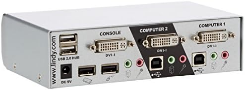 LINDY 39336 2 Port, DVI-i Egységes Link, USB 2.0, Audio KVM Switch Pro