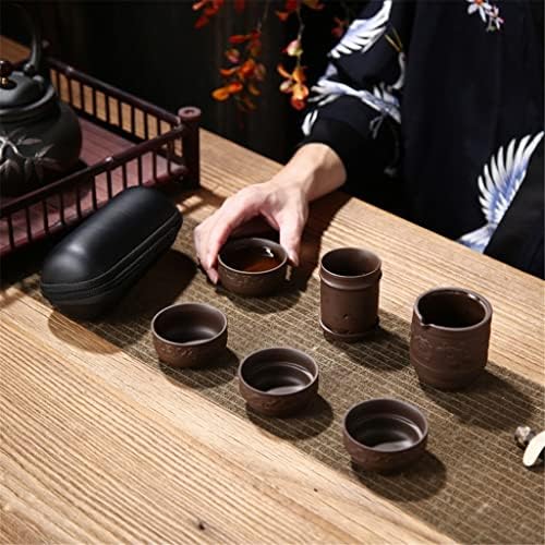 N/4db Lila Clay egy Csésze Tea 1Piece Teáskanna & Tea Szűrő Egy Hordozható Táska Kínai Tea Kultúra kung-fu Tea Táska (Szín