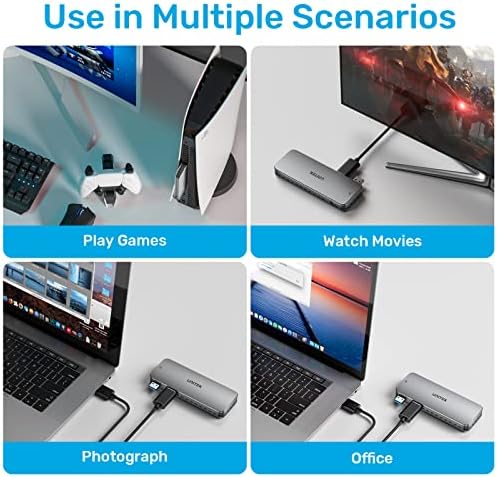 Unitek M. 2 NVME SSD Burkolat Adapter, 3 portos USB Hub a PS5, USB 3.2 Gen 2 10 Gbps M. 2 NVME PCIe Burkolat, UASP Támogatás