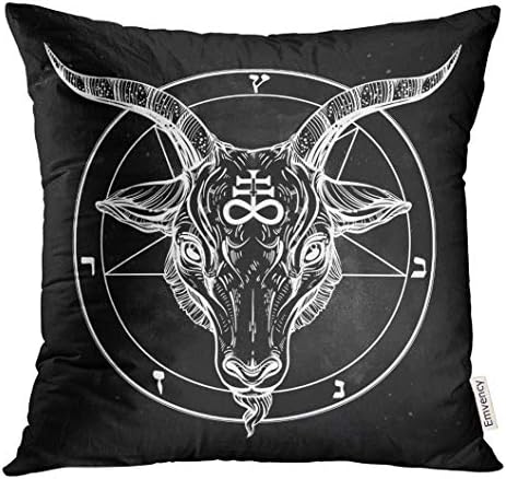 Emvency Párnát Fedezze Pentagram a Démon Baphomet Sátáni Kecske Fejét Bináris Szimbólum Tetoválás Retro Zene Nyáron Motoros