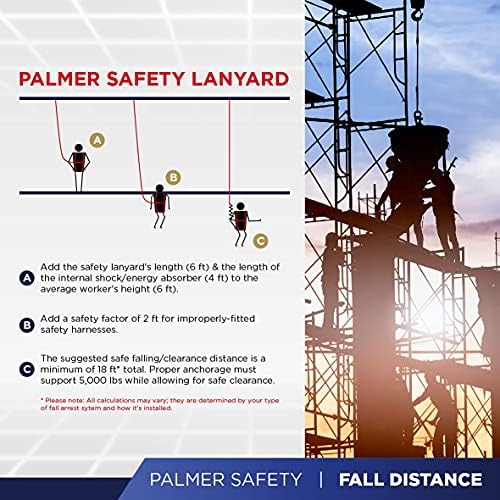 Palmer Biztonsági L121133 6' Belső lengéscsillapító Zsinór Egyetlen Láb w/Snap Horog én OSHA/ANSI szabványnak Megfelelő Visszatartó
