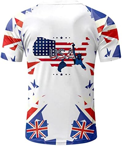 HDDK július 4. Katona Rövid Ujjú T-shirt Mens, USA Zászló Nyomtatás Nyári Sportos Izom Hazafias Tee Maximum