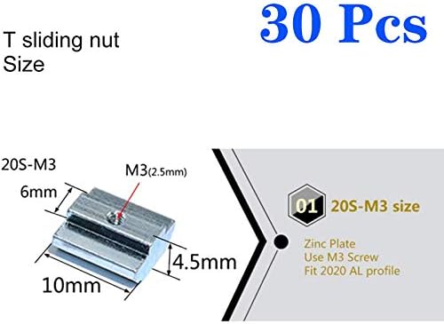 30db 2020-as Sorozat Csúszó T Nuts Metrikus M3 Szál Csúsztassa a Kalapács Fejét a T-Nut Standard 6 mm T-Slot Alumínium Profil